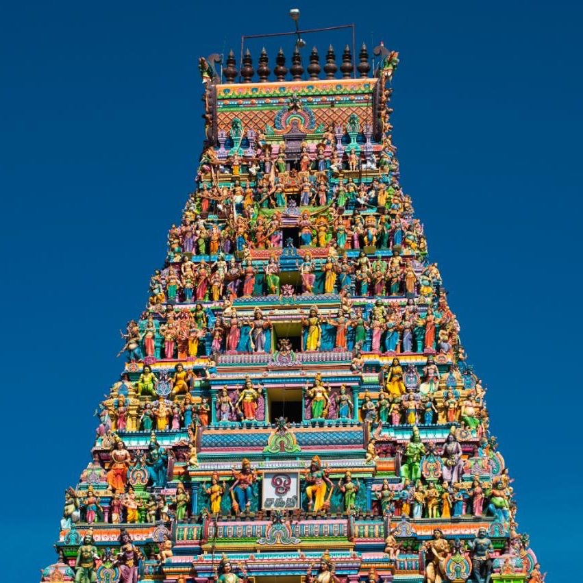The temple of Naga Pooshani Ambal Kovil Gopuram in Nainativu CREDIT: GETTY