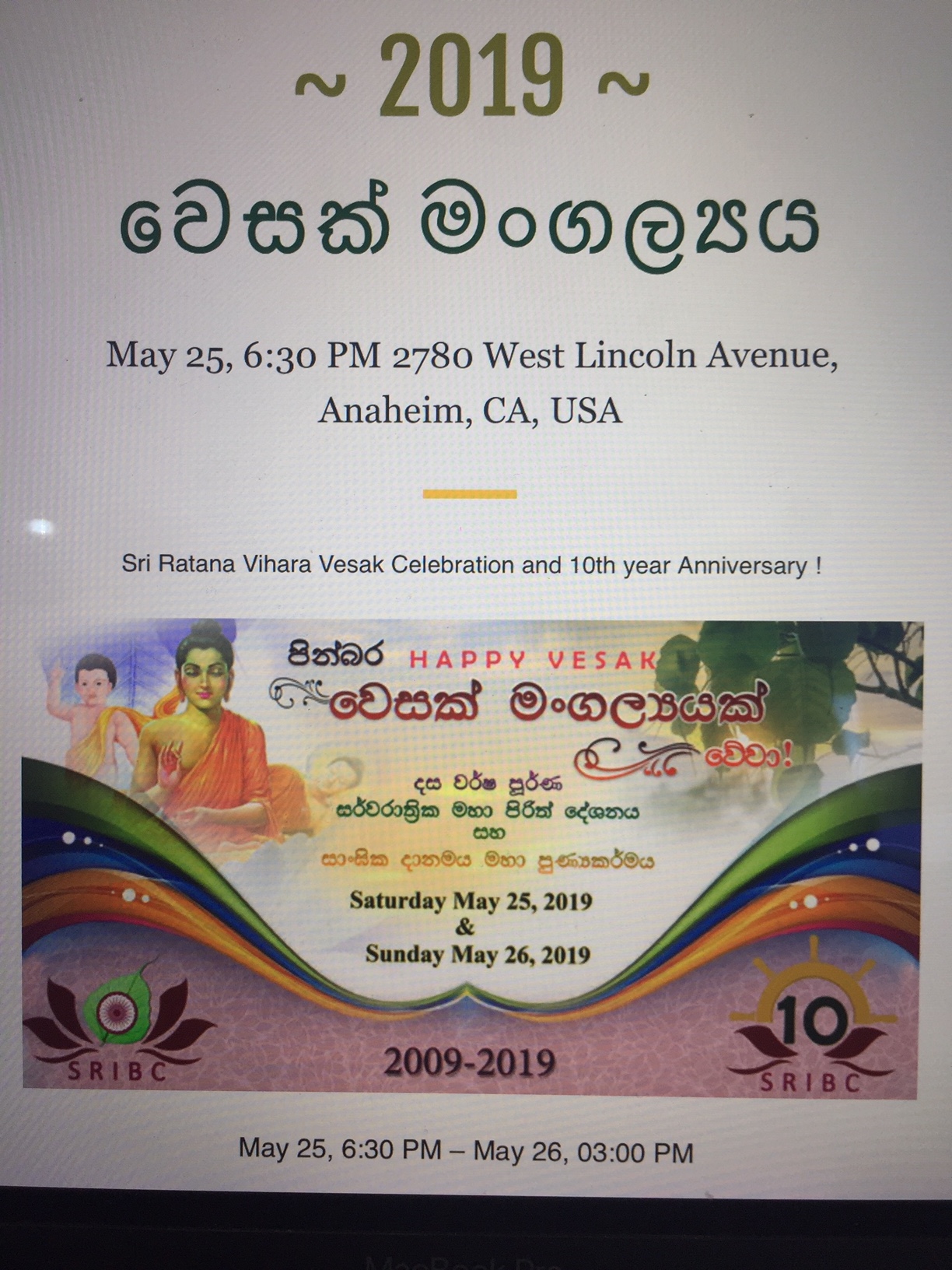 Vesak celebration & 10th year anniversary