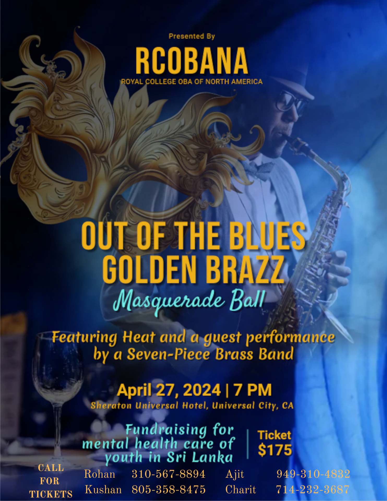 OUT OF THE BLUES GOLDEN BRAZZ Masquerade Ball